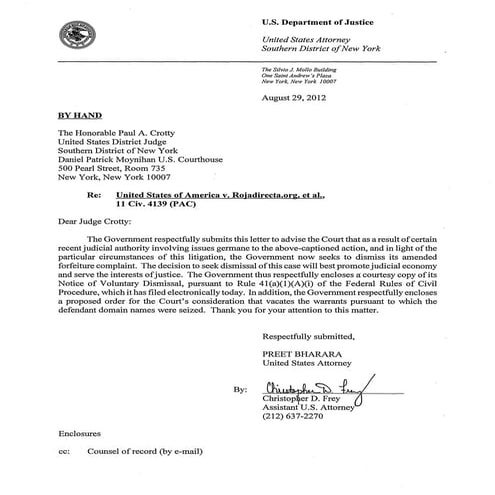 US frena el caso contra RojaDirecta