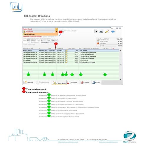 Onglet brouillons - Optimizze - ERP - V16