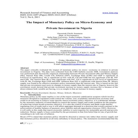 Monetary policy and economic growth of nigeria | PDF