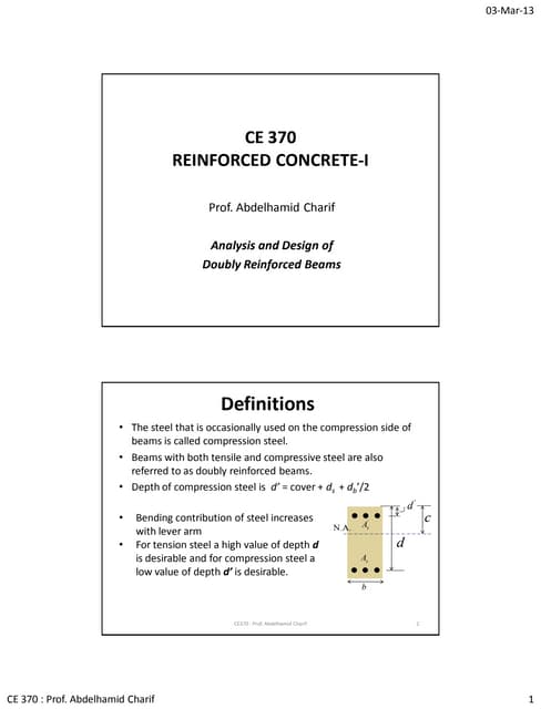 Lec07 Analysis and Design of Doubly Reinforced Beam (Reinforced Concrete Desi...