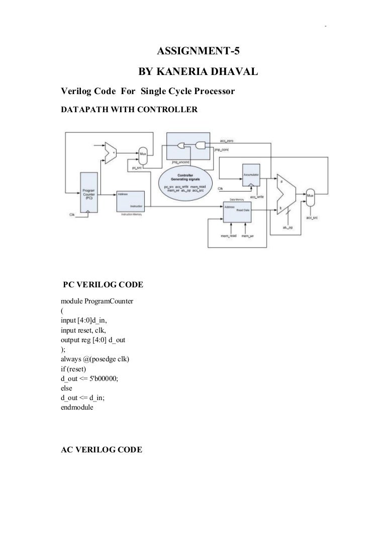 8 Bit Single Cycle Processor