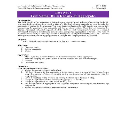 8 bulk densty of aggr.