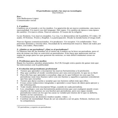 Elperiodismo social y las nuevas tecnologías