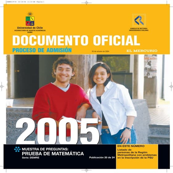 Ensayo PSU Matematica Demre-2004