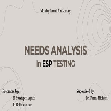 Needs Analysis in ESP testing _ A presentation on NA approaches in ESP classr...