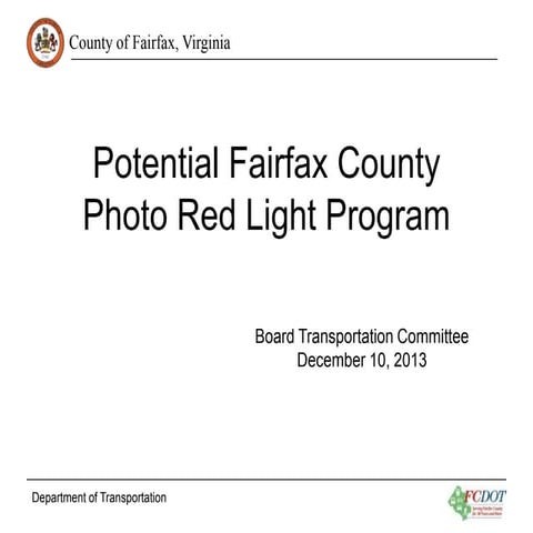 Potential Fairfax County Photo Red Light Program