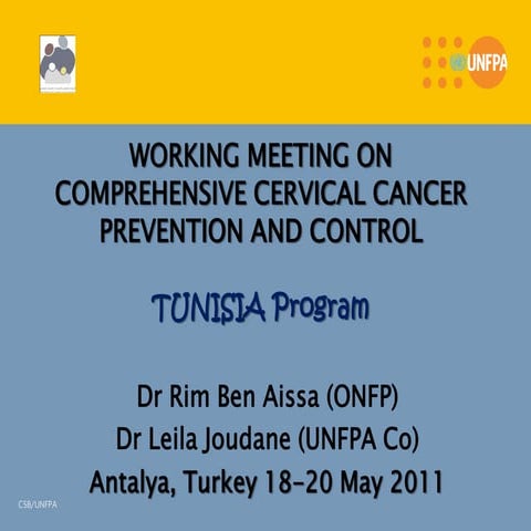 Tunisia Program - Working Meeting on Comprehensive Cervical Cancer Prevention and Control