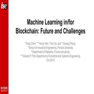 2019 GDRR: Blockchain Data Analytics - Machine Learning in/for Blockchain: Fu...