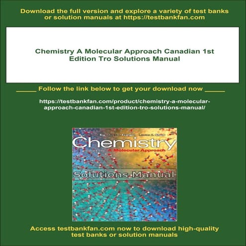 Chemistry A Molecular Approach Canadian 1st Edition Tro Solutions ...