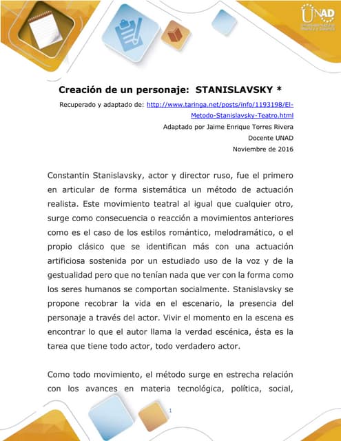 Creación de un personaje stanislavsky 