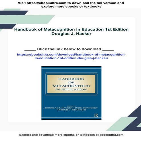 Handbook of Metacognition in Education 1st Edition Douglas J. Hacker | PDF