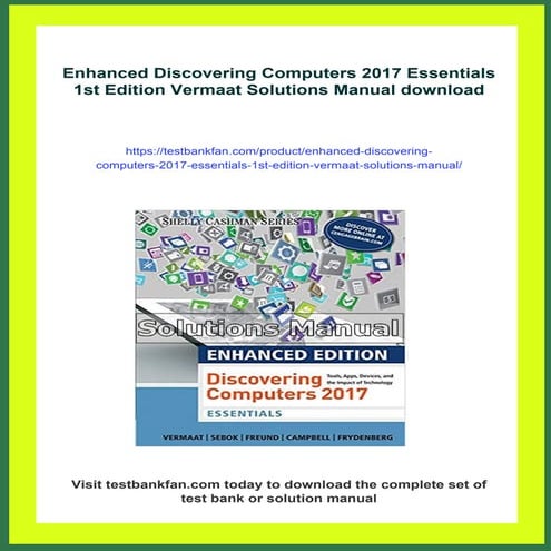 Enhanced Discovering Computers 2017 Essentials 1st Edition Vermaat Solutions ...
