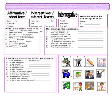 Homework affirmative and negative VERB TO BE | PDF
