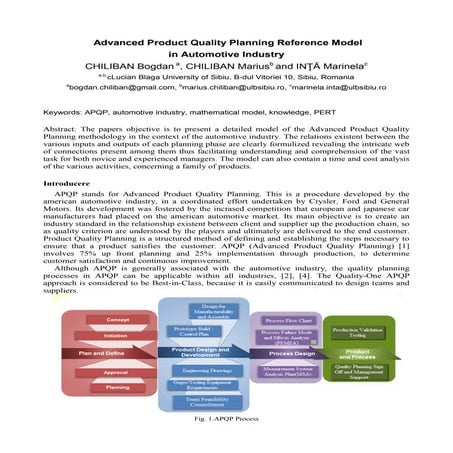 Advanced Product Quality Planning Reference Model