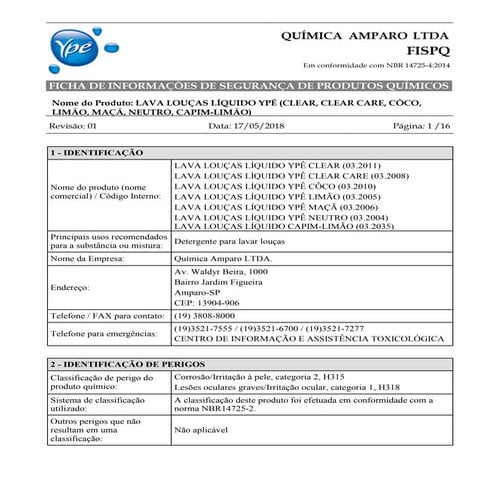 FISPQ alcool etilico Soft gel brilhantes | PDF