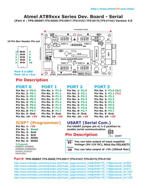 Atmega 8 48-88-168-328 development board manual | PDF