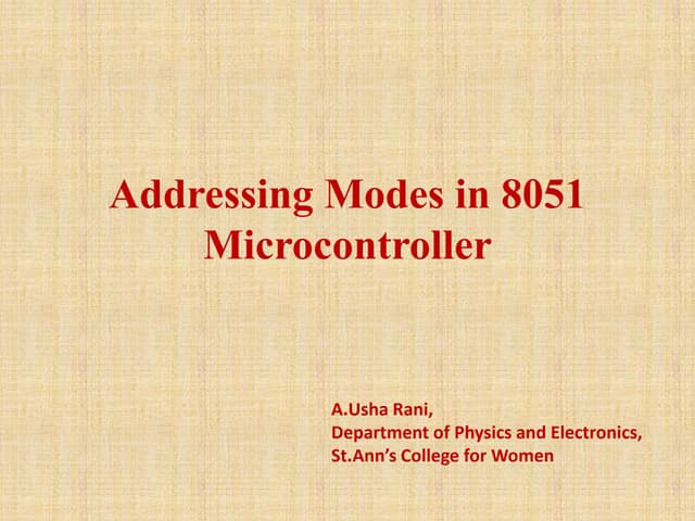 Microcontroller 8051 addressing modes 