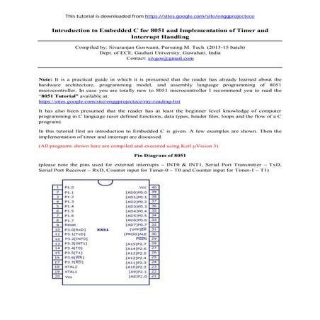 Introduction to Embedded C for 8051 and Implementation of Timer and ...