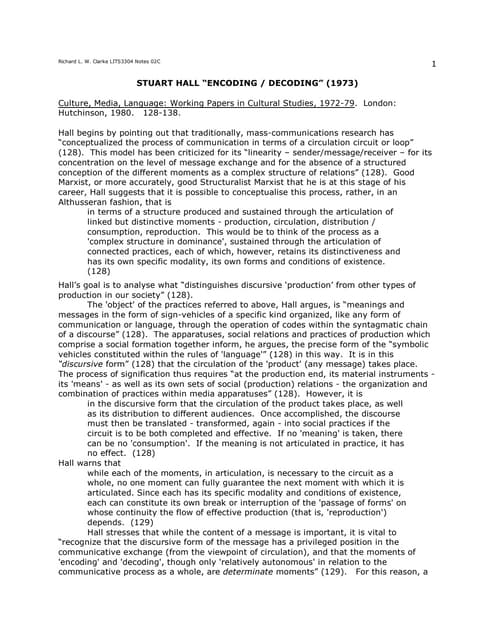 Encoding/Decoding Stuart Hall | PPT