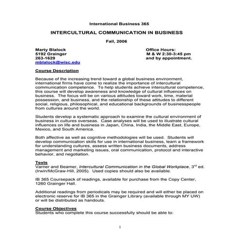 Course Syllabus  GB 320