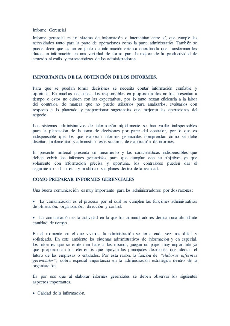 formatos de informes gerenciales