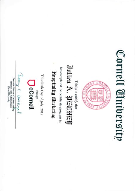Hospitality marketing Ecornell certificate PDF Hospitality marketing Ecornell certificate PDF