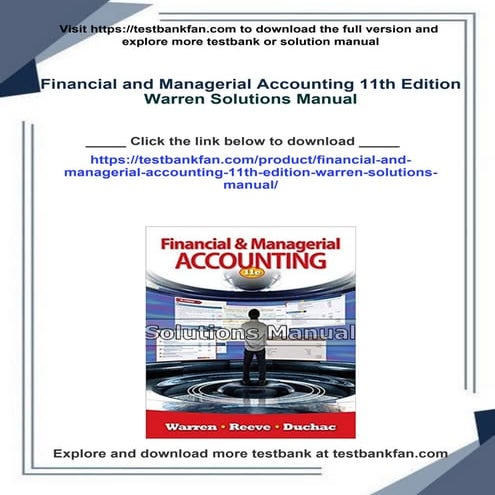 Financial and Managerial Accounting 11th Edition Warren Solutions Manual