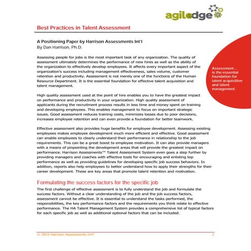 White Paper - Best Practices in Talent Assessment