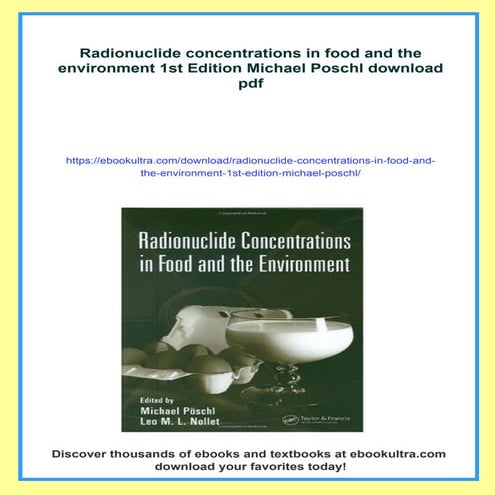 Radionuclide concentrations in food and the environment 1st Edition ...