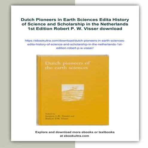 Dutch Pioneers in Earth Sciences Edita History of Science and ...
