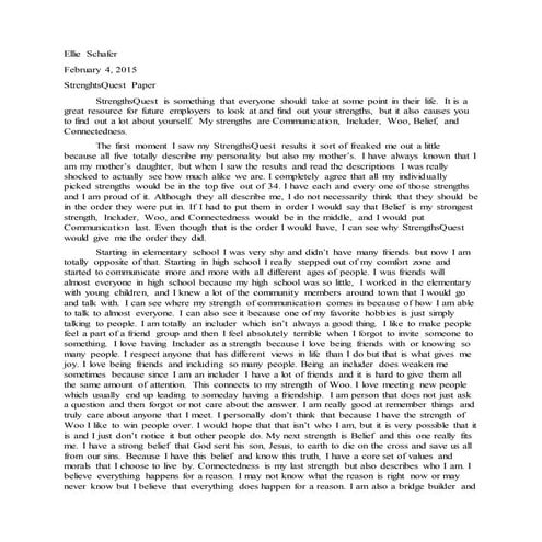 strengthsquest reflection paper