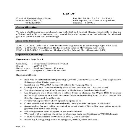 Lijo Joy - 2+ years Exp