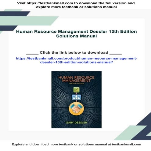 Human Resource Management Dessler 13th Edition Solutions Manual