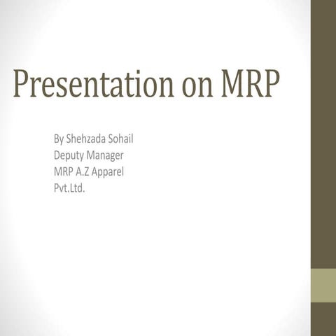 Presentation on MRP Work flow