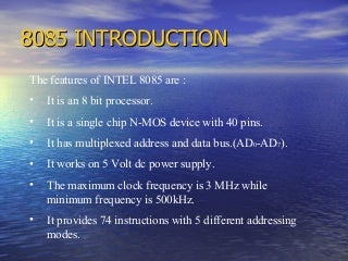 8085 Paper Presentation slides,ppt,microprocessor 8085 ,guide, instruction set