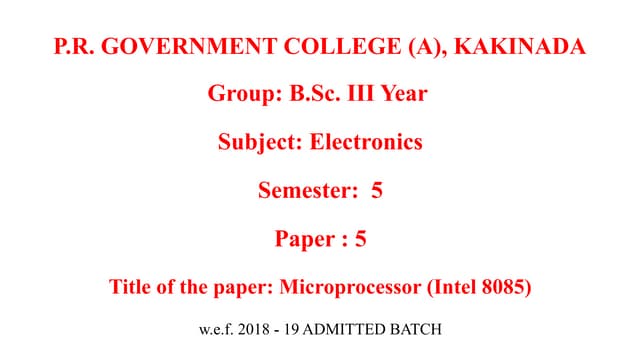 8085 Architecture microprocessor and application