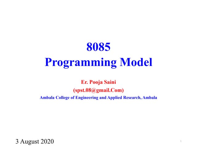 8085 instruction set and Programming 