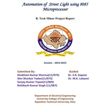 automation of street light using 8085 microprocessor