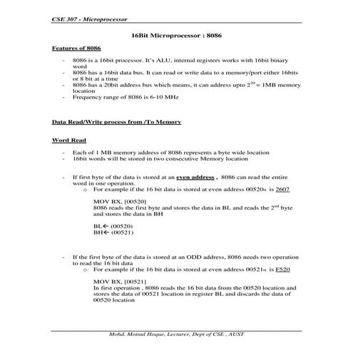 8086 lectures