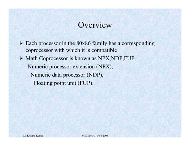 8087 COPROCESSOR connection with 8086 and other processors