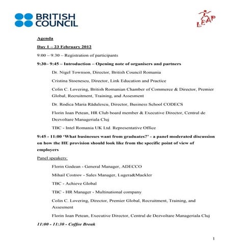 Agenda Student Policy Forum