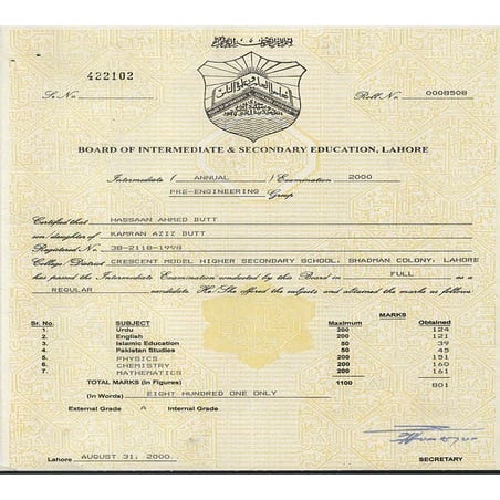 Higher Secondary School Certificate