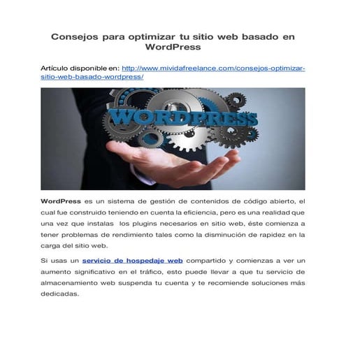 Consejos para optimizar tu sitio web basado en WordPress