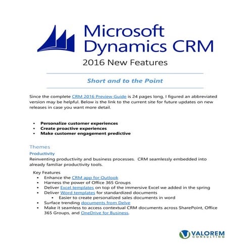 Microsoft Dynamics CRM 2016 Cliff Notes