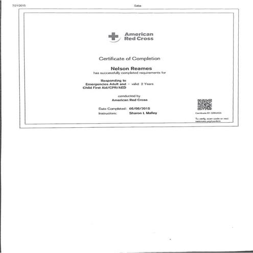 American Red Cross First Aid_CPR_AED Certificate | PDF