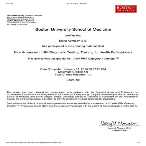 BU-HIV Diagnostic Testing