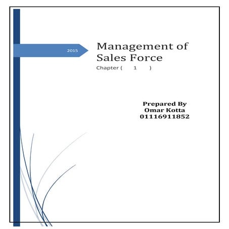 The Field of Sales Force Management -Chapter (1)  by Omar Kotta
