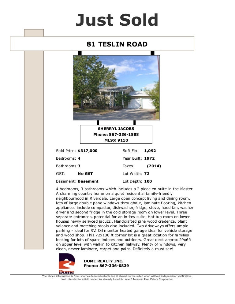 81 teslinroadriverdalewhitehorserealestatewww.domerealty.ca