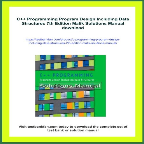 C++ Programming Program Design Including Data Structures 7th Edition Malik So...
