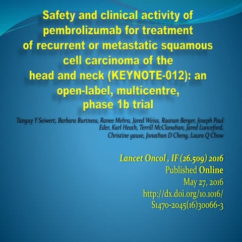Safety and clinical activity of pembrolizumab for treatment | PPTX